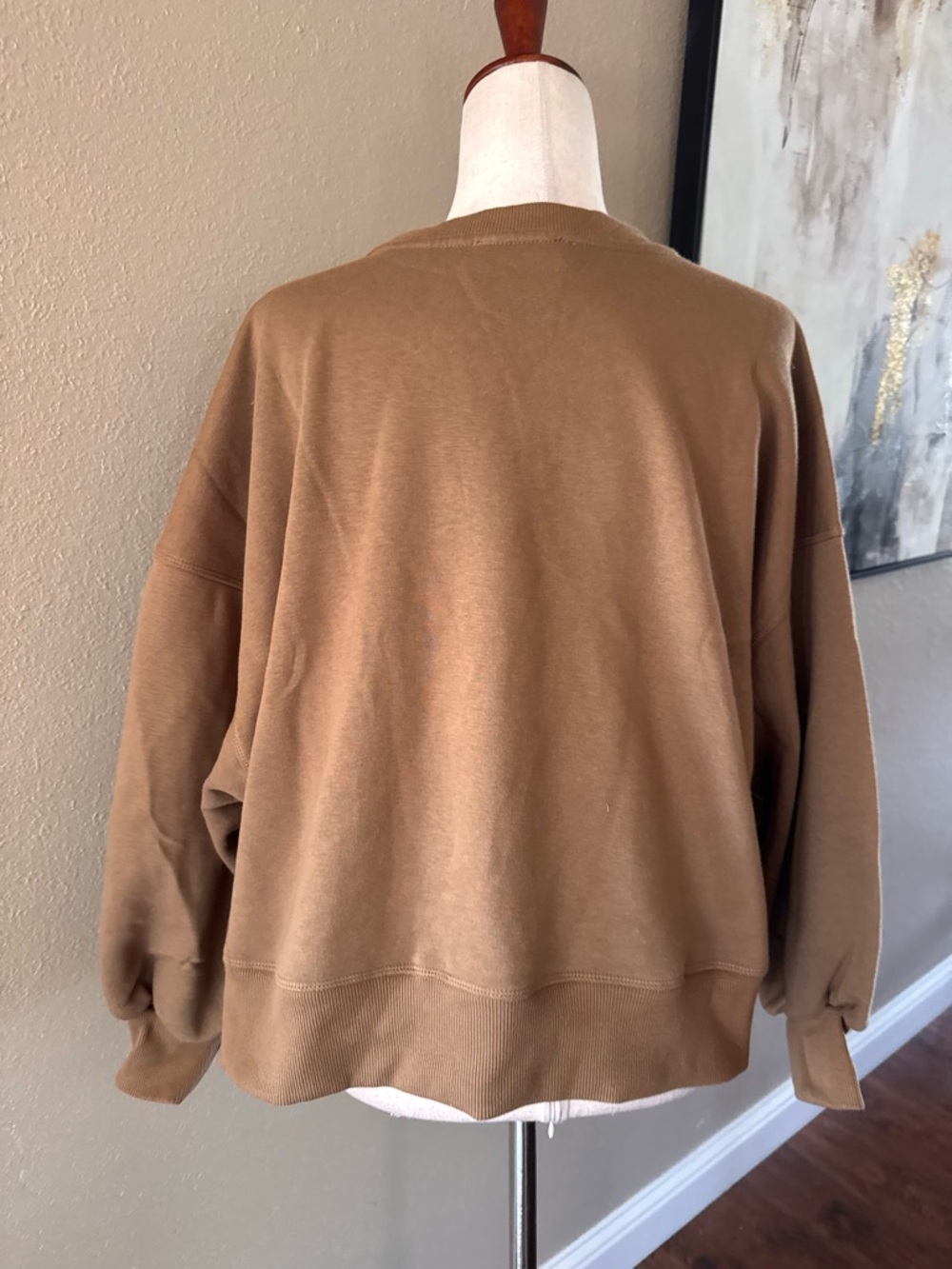 Zenana Cozy Crewneck Sweaters in Mustard Yellow & Taupe - Picture 5 of 7